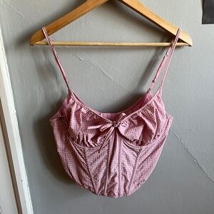 Urban Outfitters Pink Gingham Corset Top